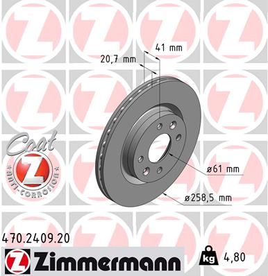 ZIMMERMANN Bremžu diski 470.2409.20