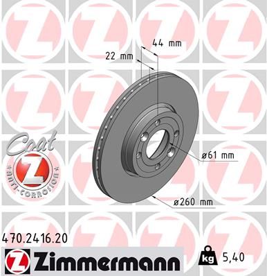 ZIMMERMANN Bremžu diski 470.2416.20