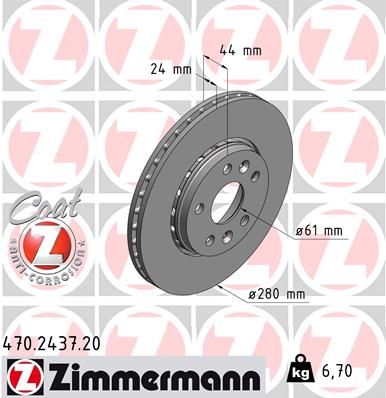 ZIMMERMANN Тормозной диск 470.2437.20