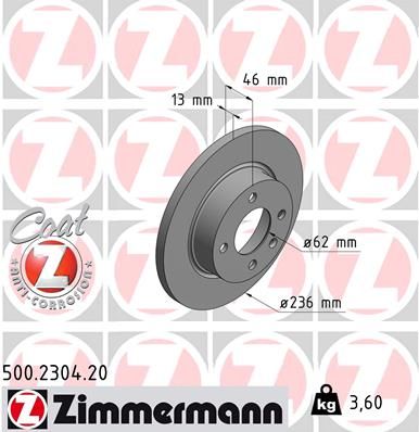 ZIMMERMANN Тормозной диск 500.2304.20
