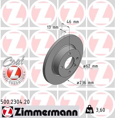 ZIMMERMANN Bremžu diski 500.2304.20