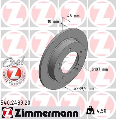 ZIMMERMANN Bremžu diski 540.2489.20