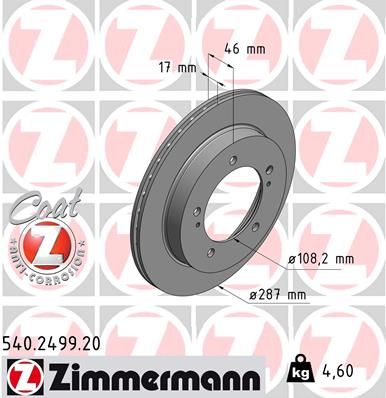 ZIMMERMANN Тормозной диск 540.2499.20