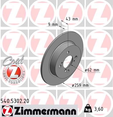 ZIMMERMANN Bremžu diski 540.5302.20