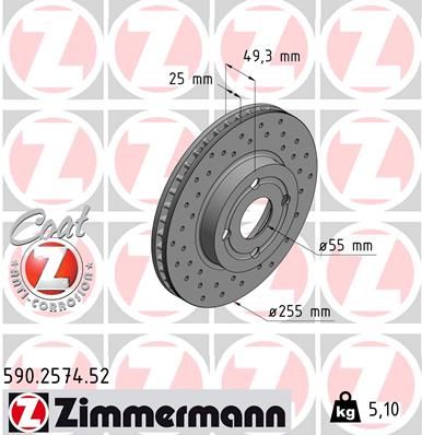 ZIMMERMANN Bremžu diski 590.2574.52