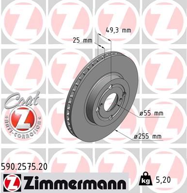 ZIMMERMANN Тормозной диск 590.2575.20