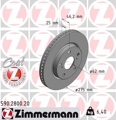 ZIMMERMANN Тормозной диск 590.2800.20