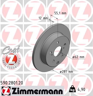 ZIMMERMANN Тормозной диск 590.2801.20
