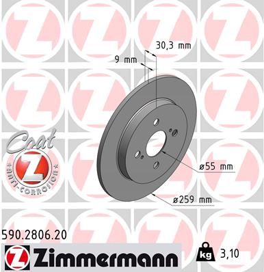 ZIMMERMANN Bremžu diski 590.2806.20