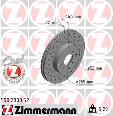 ZIMMERMANN Тормозной диск 590.2808.52