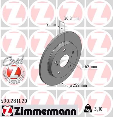 ZIMMERMANN Тормозной диск 590.2811.20