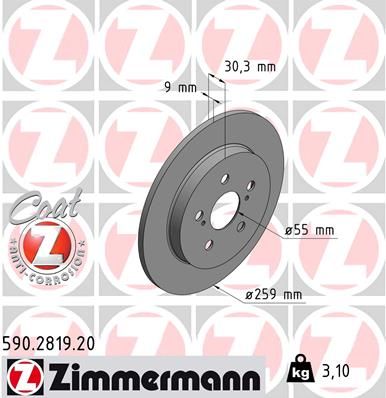 ZIMMERMANN Тормозной диск 590.2819.20