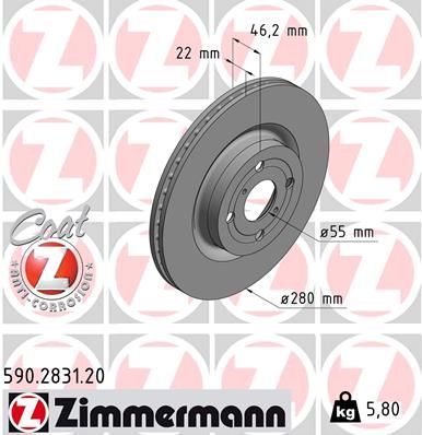 ZIMMERMANN Тормозной диск 590.2831.20