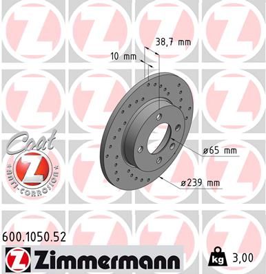 ZIMMERMANN Bremžu diski 600.1050.52