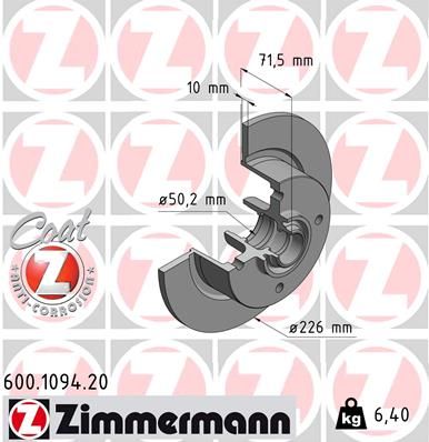 ZIMMERMANN Тормозной диск 600.1094.20
