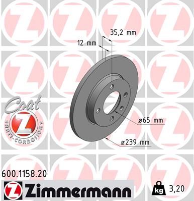 ZIMMERMANN Тормозной диск 600.1158.20