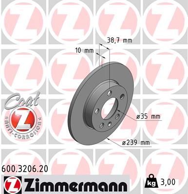 ZIMMERMANN Тормозной диск 600.3206.20