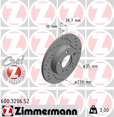 ZIMMERMANN Тормозной диск 600.3206.52
