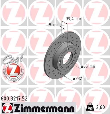 ZIMMERMANN Тормозной диск 600.3217.52