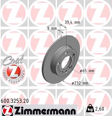 ZIMMERMANN Тормозной диск 600.3253.20