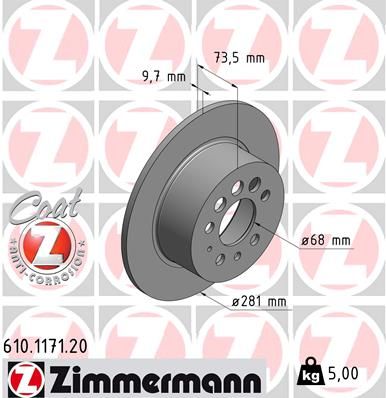 ZIMMERMANN Тормозной диск 610.1171.20