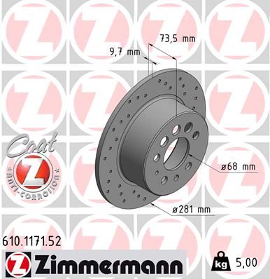 ZIMMERMANN Тормозной диск 610.1171.52